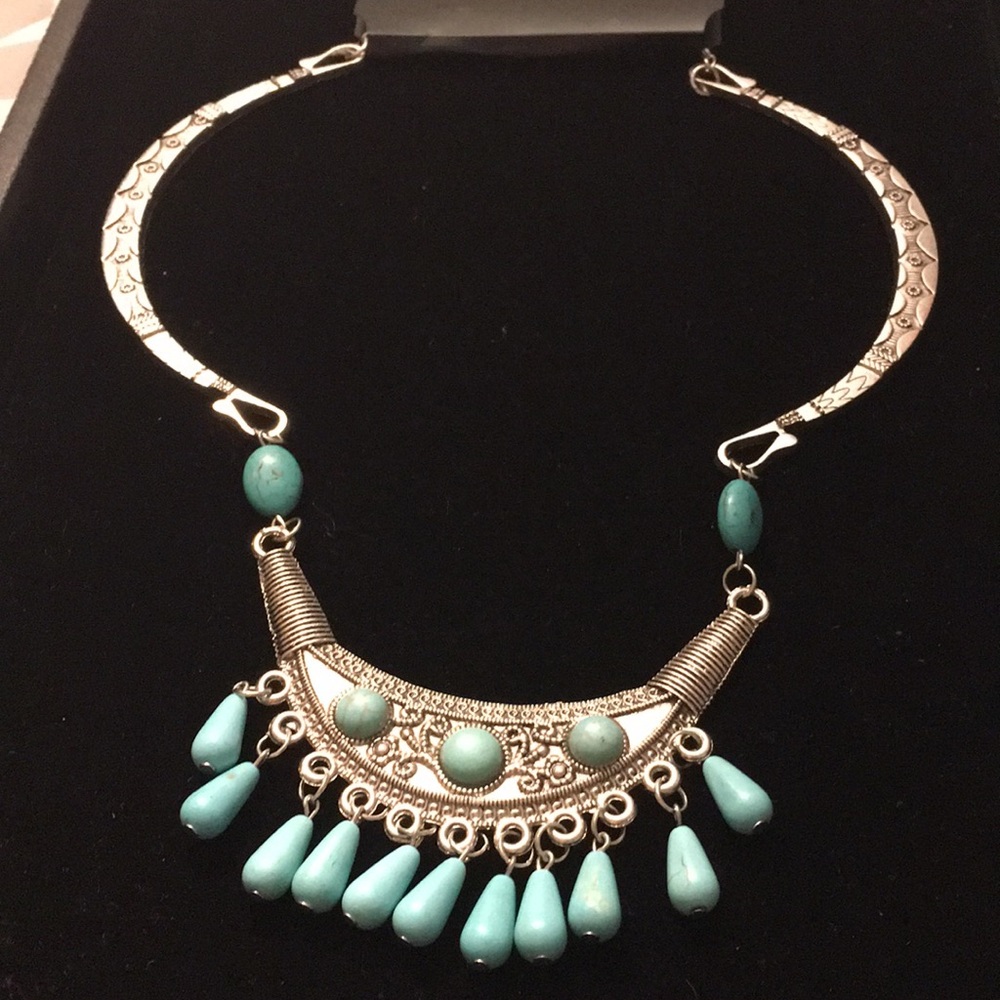 New bohemian necklace silver tone